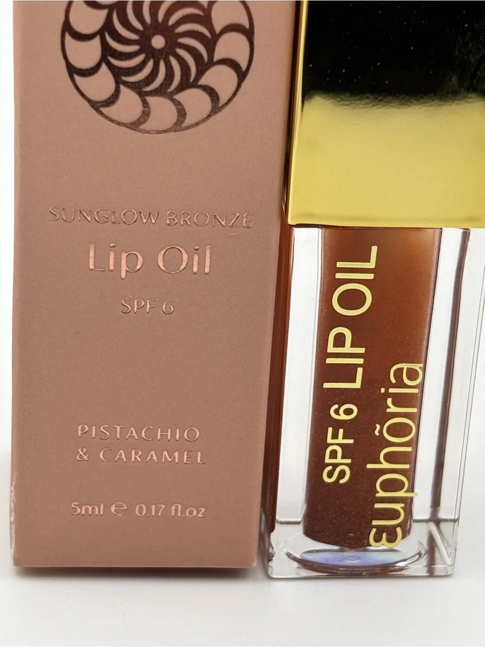 Euphoria Sunglow Bronze Lip Oil SPF 6 Pistachio Caramel 5ml